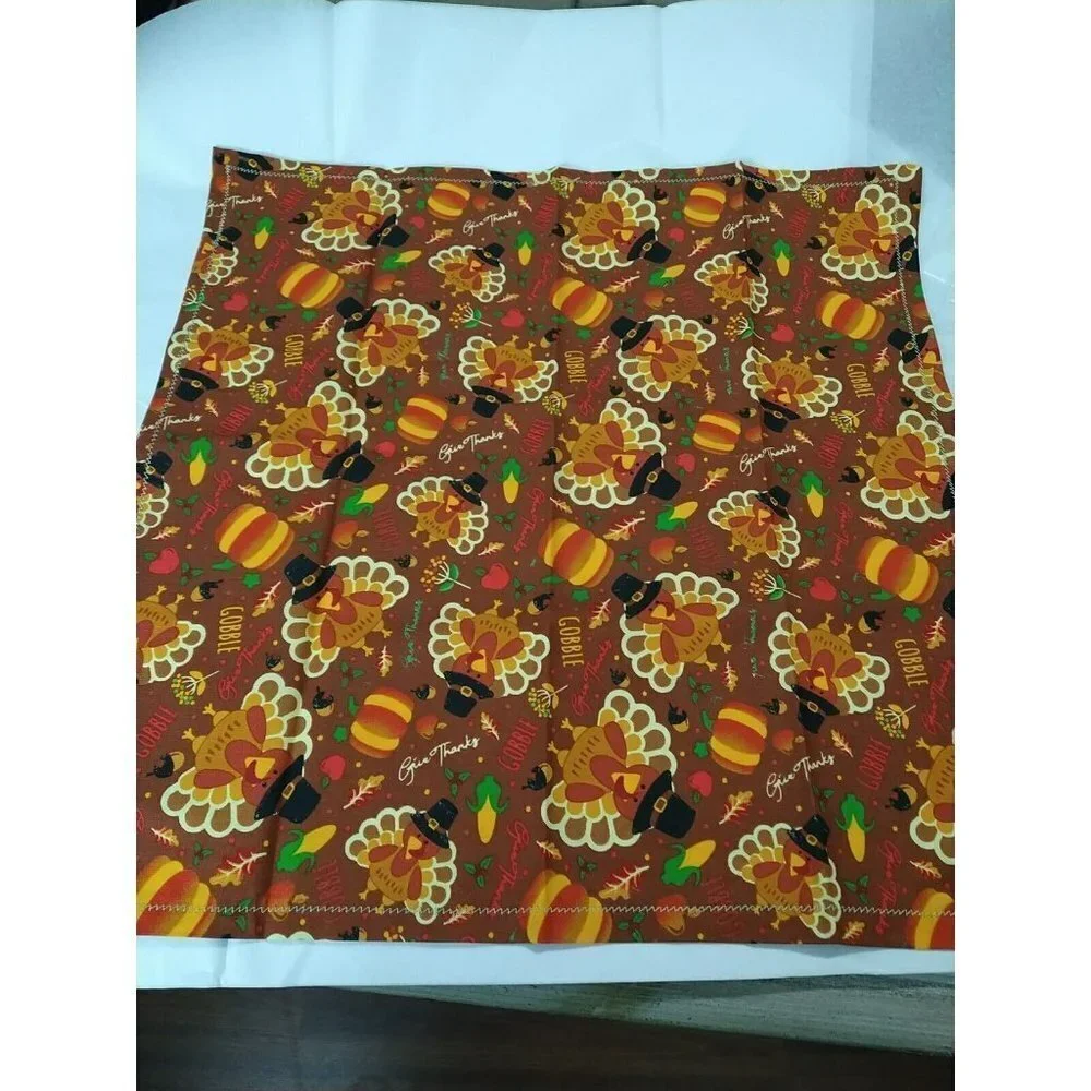 Cotton Reusable Turkey Gooble Google Napkins 16